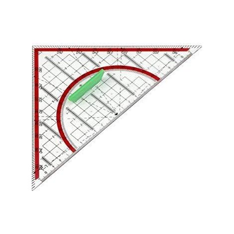 Wonday Geometrisches Zeichendreieck 45°/180° aus transparentem Kunststoff 24 cm