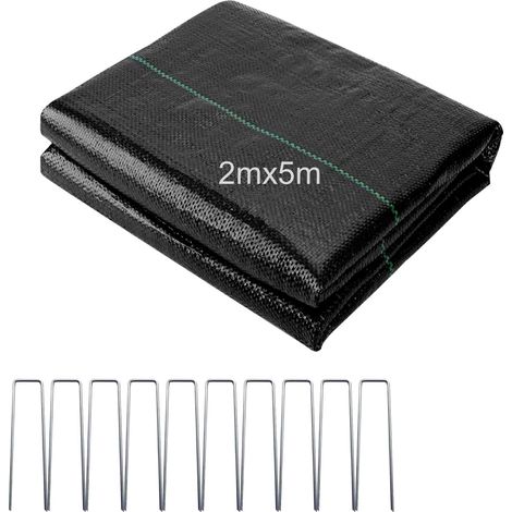 1 Toile De Paillage 2x5M, Géotextile Anti Mauvaise Herbe 90g/m², Bâche Résiste UV, Pour Aménagement Paysager