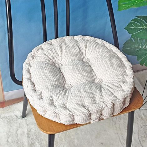Jacquard Rond Coussins de Jardin, Couleur Unie Coussin Exterieur, Lin Epais Coussin Chaise Galette de Chaise pour Intérieur Patio Coussin Chaise Exterieur (45x45cm,Blanc) (1/5)