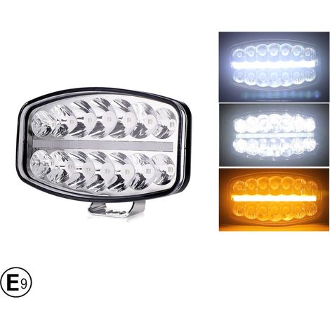 Projecteur LED 80 W halogène avec DRL (feux de jour), feu de gabarit blanc - orange, effet néon, 24,5 cm x 13,9 cm, 4100 lm, 12