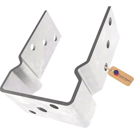Lot de 16 Support de poteau en U galvanisé à chaud 71 x 71 x 150 mm – Platine bois pour clôture et poteaux – GeZu Impex (1/5)
