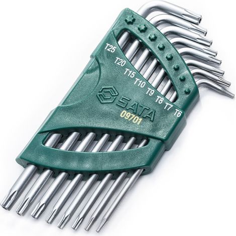 Winkelstiftschlüssel-Satz, Torx mit Stirnlochbohrung, extra lang, 8-tlg.