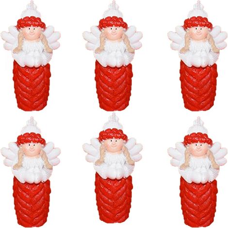 Candela rossa angioletto di natale addobbi tavola natalizia decorazioni set 6 angeli in cera ornamento centrotavola idea regalo (1/5)