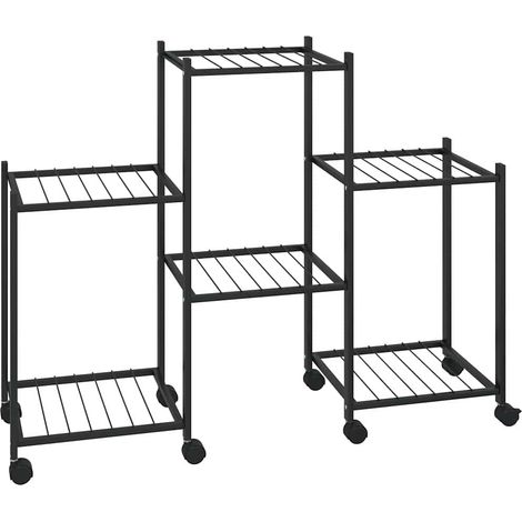 vidaXL Portafiori con Ruote 83x25x63,5 cm Ferro Nero (1/5)