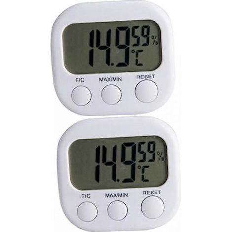 Zwei digitale Hygrometer, ein unverzichtbares Zubehör für Aquarien in Innenräumen.