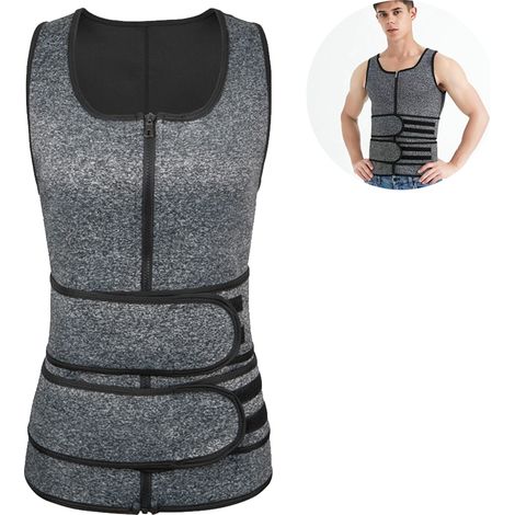 1 Gilet gainant, néoprène, fermeture éclair, compression abdominale, sport sauna homme (1/5)