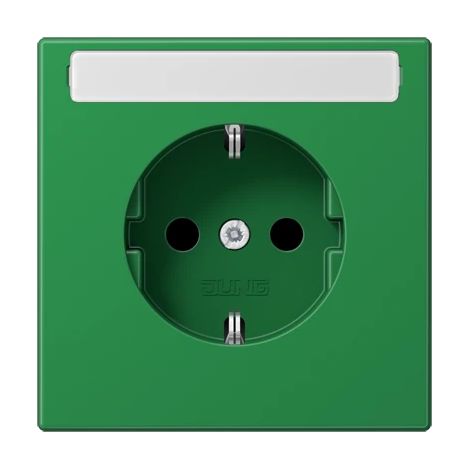 Jung SCHUKO®-Steckdose, 16 A 250 V , mit Schriftfeld, Thermoplast, Serie LS, grün (für SV) LS 1520 BFNA GN