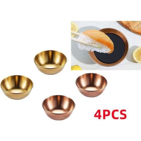 4 bols tapas acier inoxydable, finition or rose, 8 cm de diamètre, résistants et élégants, pour apéritifs et condiments (1/4)