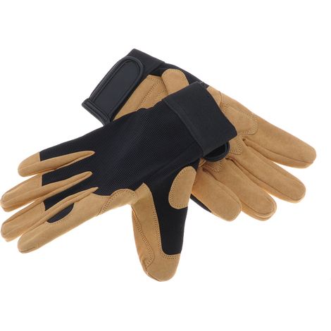 Jardiaffaires – Gants de travail pour bucheronnage et jardinage – Taille 10 – Renfort mousse paume – Dos en polyester extensible – Fermeture élastique