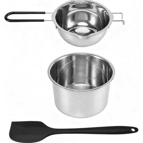 Bol de fusion en acier inoxydable, bol de bain-marie, avec 1 spatule, pot de fusion pour chocolat, sucre, beurre (1/5)