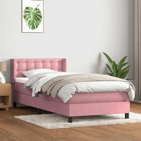 Boxspringbett mit Matratze Rosa 90x210 cm Samt (1/5)