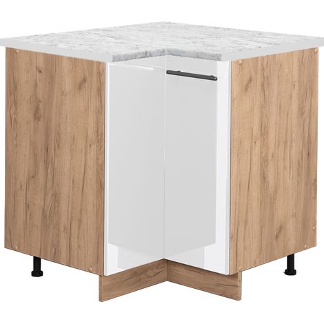 Mobile ad angolo cucina Fame-Line, Bianco lucido, 80.5 cm , PL Marmo, Vicco