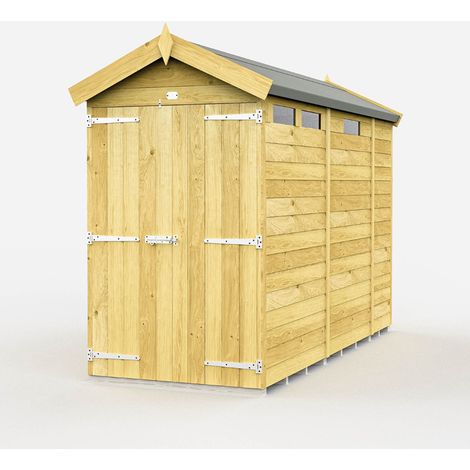 4 x 9 Feet Apex Security Shed - Double Door - Wood - L272 x W118 x H217 cm