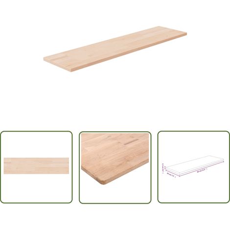 The Living Store Panneau d'étagère 80x20x1,5 cm Bois de chêne massif non traité - Etagere Murale - Étagère Bois Chêne - Rangement Mural - Décoration Murale - Meuble Rustique (1/4)