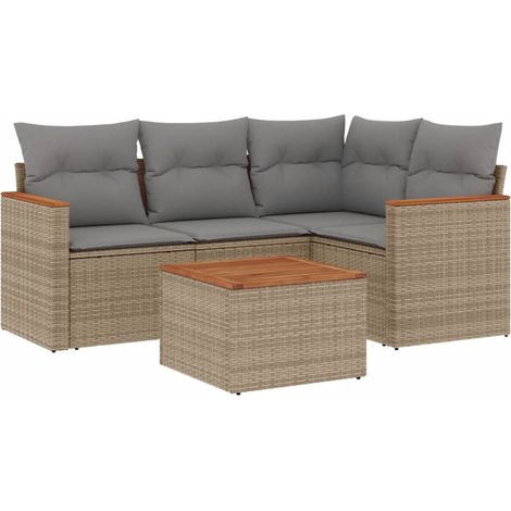 Maison Exclusive - Juego de sofás jardín con cojines beige mezcla (1/5)