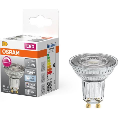 Bombilla LED clásica, reflector GU10, 230 lm = 35 W, blanco neutro, regulable, OSR OSRAM (1/3)