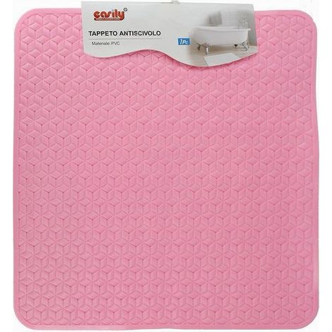 Trade Shop - Alfombra Pvc Rosa Antideslizante Bañera Ducha 51 X 52 Cm 59637 - (1/2)