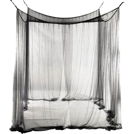 Moustiquaire noire respirante pour lit double, amovible et facile (1/5)