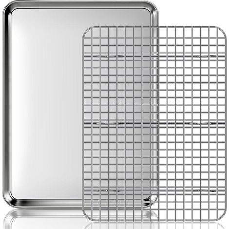 Lot plaques cuisson et grilles refroidissement four acier inoxydable plat (1/2)