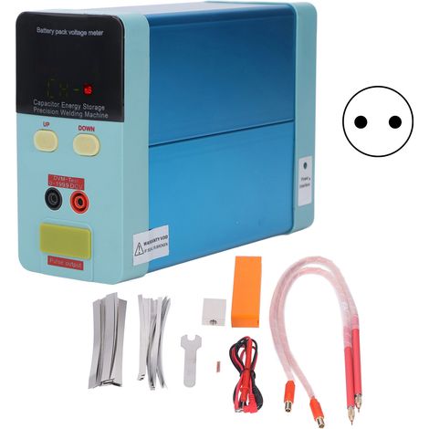Machine à souder par points alimentée par batterie avec fonction de soudage par points pulsés, stockage d'énergie capacitif, type AC 100–240 V, prise UE (1/5)