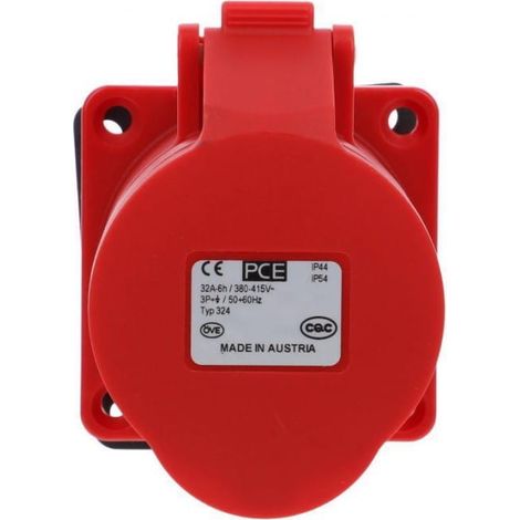 Einbausteckdose 32A 4P 400V rot IP44 weiblich 70mm 324-6