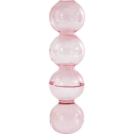 Vase Artisanal Lumicolors - Four-Ball Glass Vase - Taille 23×6cm, 70g - Éco-friendly, Bleu, Jaune, Transparent, Rose - Idéal Déco & Cadeau (1/5)