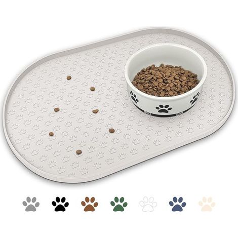 Tappetino antiscivolo per ciotola del cane, impermeabile, con bordo rialzato per evitare fuoriuscite. (1/5)