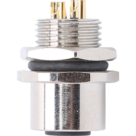 Connecteur étanche M12-B-S4, prise électrique à montage frontal sur panneau, accessoire circuit, cosse filetée robuste, étanche à l'eau, pour câblage industriel. (1/5)