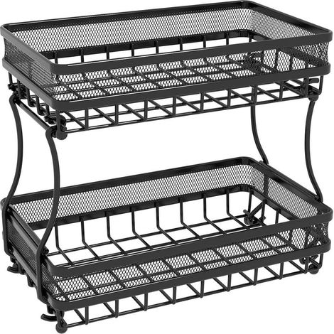 Étagère de rangement à 2 niveaux pour comptoir, panier de rangement pour légumes, fruits et collations de cuisine (1/5)