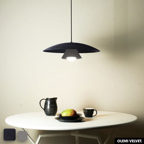 Lampe de suspension en velours - OLEMI VELVET  ANTHRACITE - GRIS (1/2)