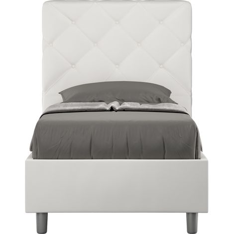 Letto singolo senza rete imbottito 80x190 similpelle bianco Priya (1/4)