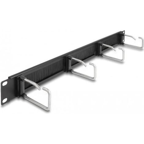 Delock tira de cepillos para la gestiÓn de cables de 19 con 4 ganchos metÁlicos 1u negro (1/3)