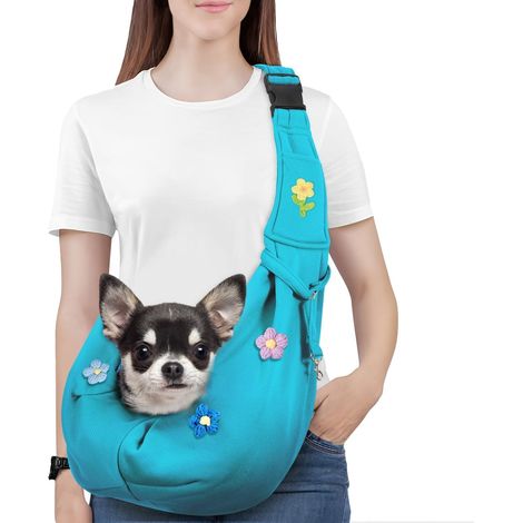 1 Sac de transport pour chien, polyester, sangle élargie réglable, ouverture sécurisée, pour chats et chiots jusqu'à 5,4 kg