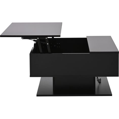 807540cm Couchtisch mit hydraulischem Aufzug,Hochglanz-Sofatisch,Wohnzimmertisch mit Stauraum,halboffener Stauraum,Geometrischer kaffeetisch,Ergonomischer Wohnzimmer-Beistelltisch,Schwarz (1/5)