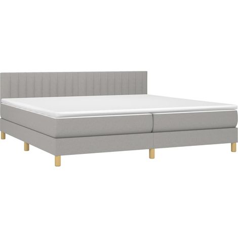 Cadre de lit LED avec sommier tête de lit matelas surmatelas 200x200 cm tissu gris clair TDL0207780