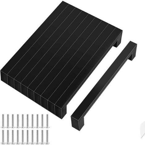 Poignée de Meuble Cuisine Entraxe 128mm, Poignet de Porte Cuisine Meuble Noir Poignée en Acier Inoxydable,Poignées de Tiroir 10 Pièces (1/5)