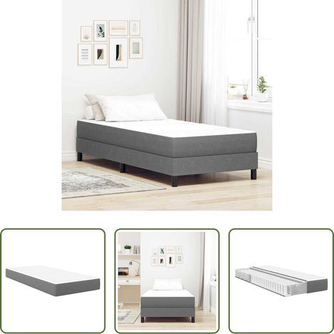 Confort de sommeil -  Matelas de Lit avec matelas Gris clair 100 x 200 cm tissu (1/5)