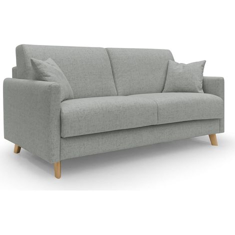 Edgar Schlafsofa aus wasserfestem felis Stoff T03 180 cm (mat. 140x197) hellgrau