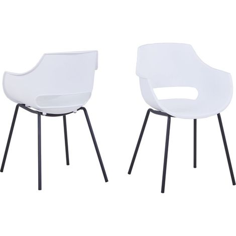 Lot de 2 Chaises Coque Design pour Salle à Manger et Salon avec Piétement en Métal Noir - PANGIVO (1/5)