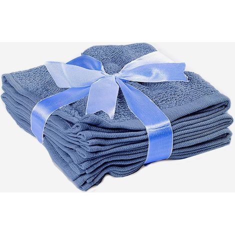Set 4 lavette in cotone da bagno 30x30 Sicilia - Blu