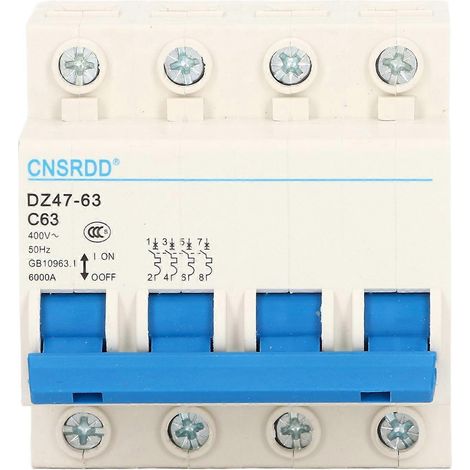 Mini-disjoncteur, 4 pôles, 63 A, dispositif différentiel résiduel pour installations domestiques 400 V