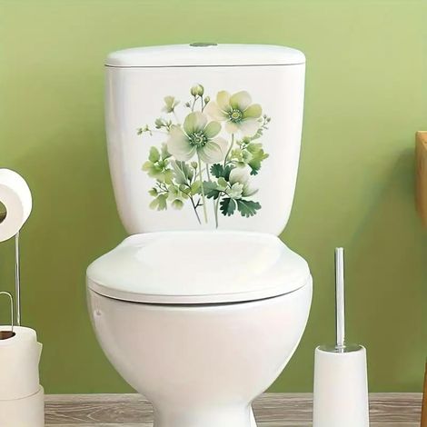 -001 Kreativer und eleganter Toilettensitzaufkleber mit wasserfestem Blumen- und Vogelmotiv