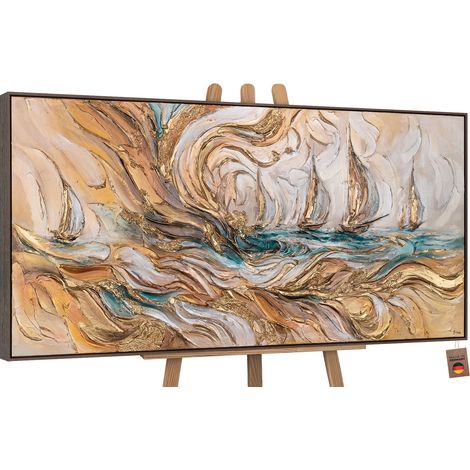 Gemälde Zeitwellen Rahmen Grau 120x60 cm (1/5)