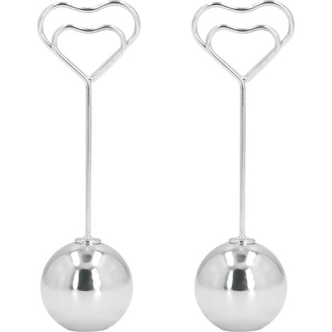 herzförmige Tischkartenhalter, massives Premium-Metall, silberfarben, stabil und langlebig, vielseitig einsetzbar (1/5)