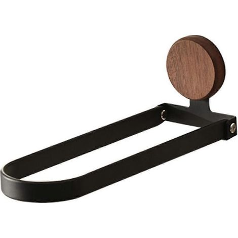 Porte-serviettes mural pliable en forme de U en bois de noyer, 24 x 8 x 8 cm (1/5)