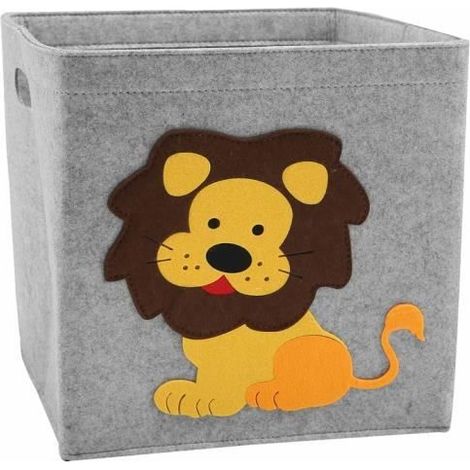 Boîte de rangement - Lion - 30x30x30cm - Tissu feutré - Pour jouets d'enfants - Mixte (1/4)