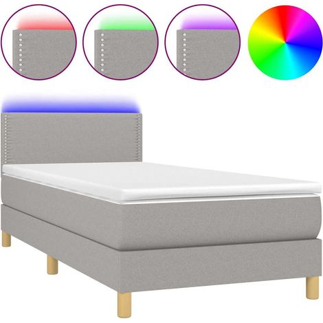 Maison Exclusive - Boxspringbett mit Matratze & LED Hellgrau 90x1 (1/5)