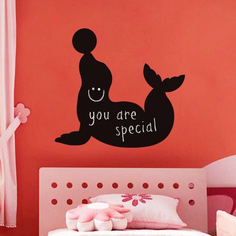 Sticker ardoise tableau noir - stickers muraux adhésif effaçable - SILHOUETTE PHOQUE - 75x80cm (1/4)