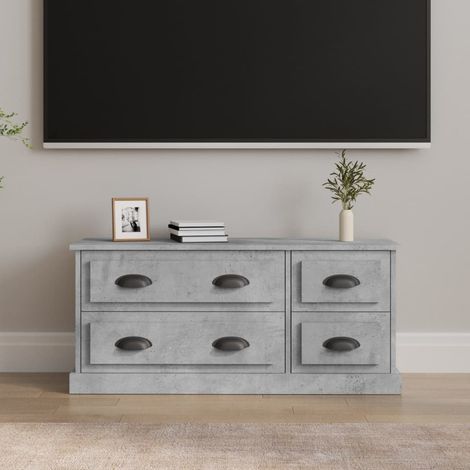 Mueble de TV madera contrachapada gris hormigón 100x35,5x45 cm vidaXL (1/5)