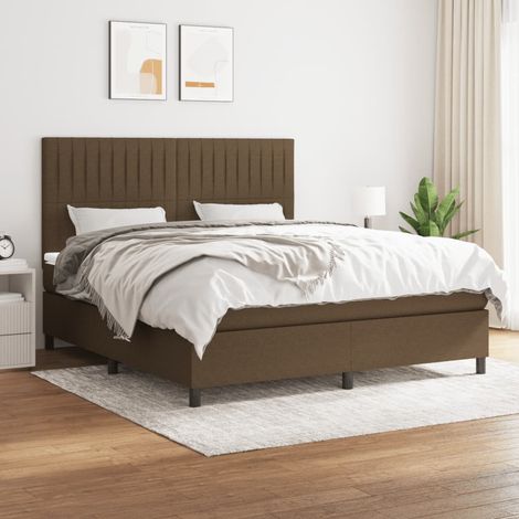 Sommier à lattes de lit avec matelas Marron foncé 160x200 cm (1/5)